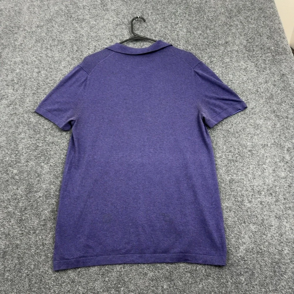 Banana Republic Polo Shirt Men L Purple Silk Cotton Cashmere Blend Casual Casual
